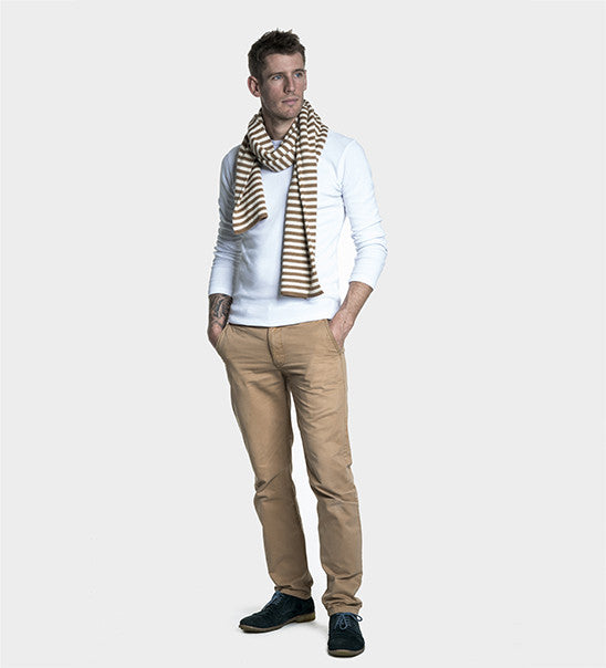 Alpaca Wool | Men Scarf | Handmade Accessories | Organic Clothing - Camel Stripe Scarf