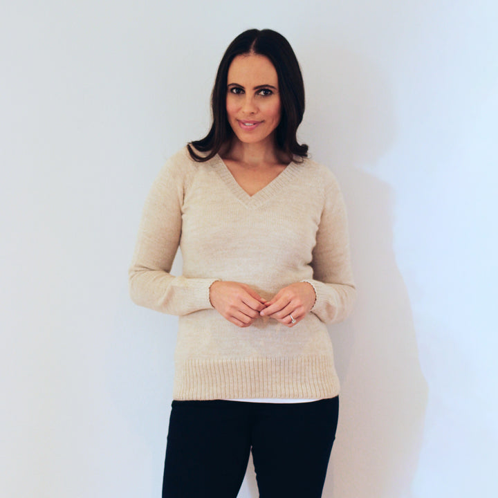 Alpaca Wool | V Neck Jumper | Jumpers for Women | Organic Clothing - Front
