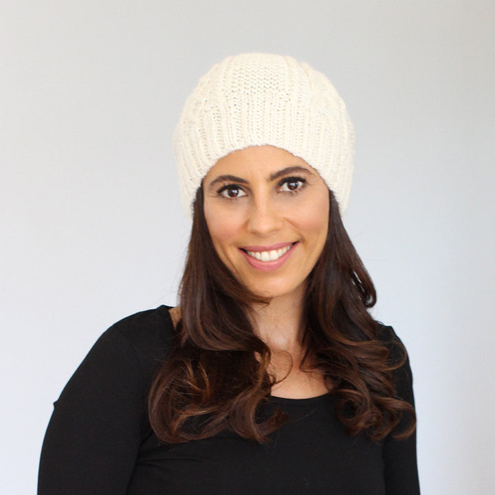 Pompom Beanie | Alpaca Wool | Beanies for Women | Organic Cotton - front
