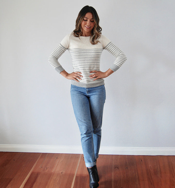 Alpaca Wool | Jumper with Stripes | Jumpers for Women | Organic Cotton - Front