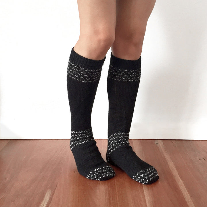 Alpaca Socks | Alpaca Wool | Handcrafted Organic Cotton - black