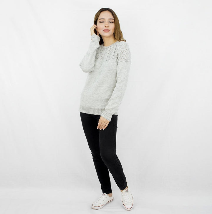 baby alpaca wool laced jumper in grey