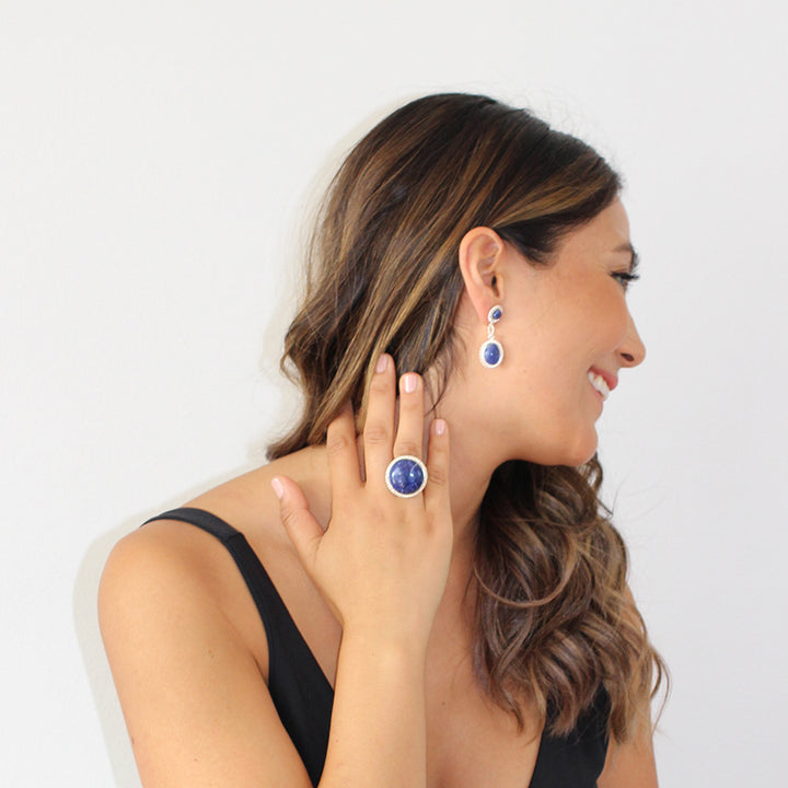 Handmade Jewellery | Lapis Lazuli Ring | Sterling Silver - Ring with Earrings