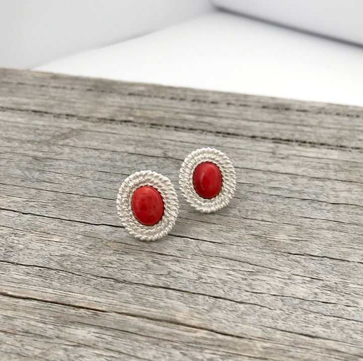 Sterling Silver | Coral Stud Earrings | Handmade Jewellery