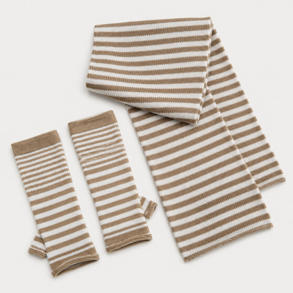 alpaca blend striped scarf set 