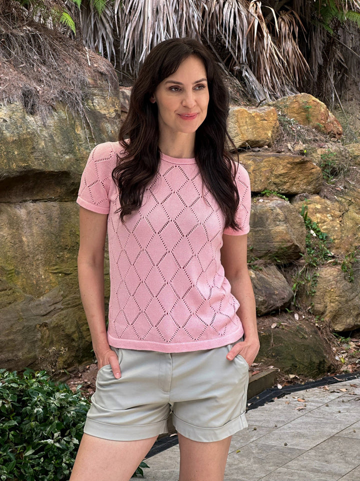 Lace Knit Diamond Top