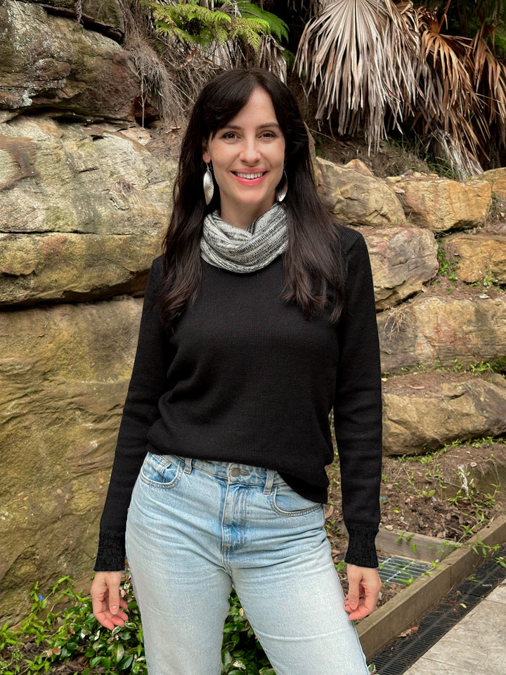 Baby Alpaca Wool Contrast Cowlneck Jumper