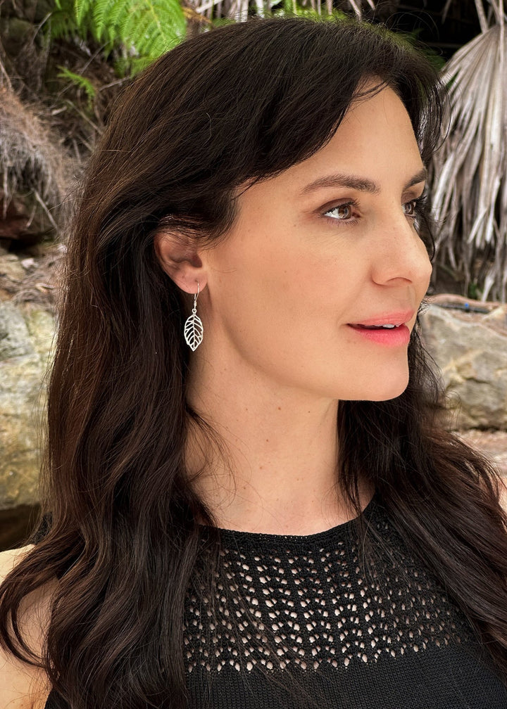 Sterling Silver Leaf Earrings