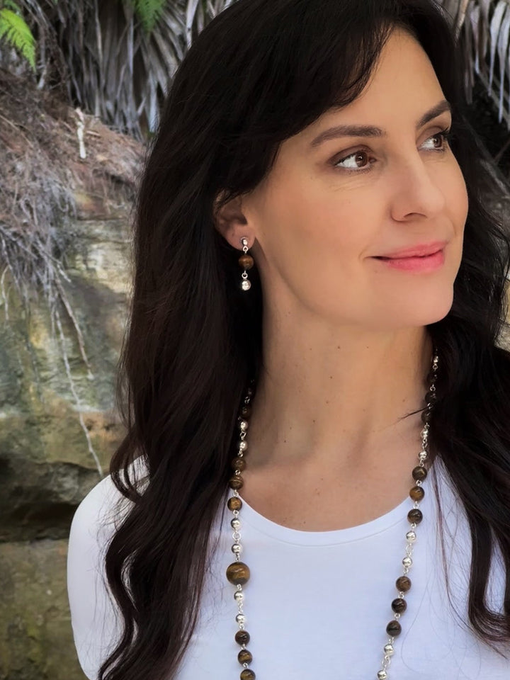 Sterling Silver Eye Tiger Earrings