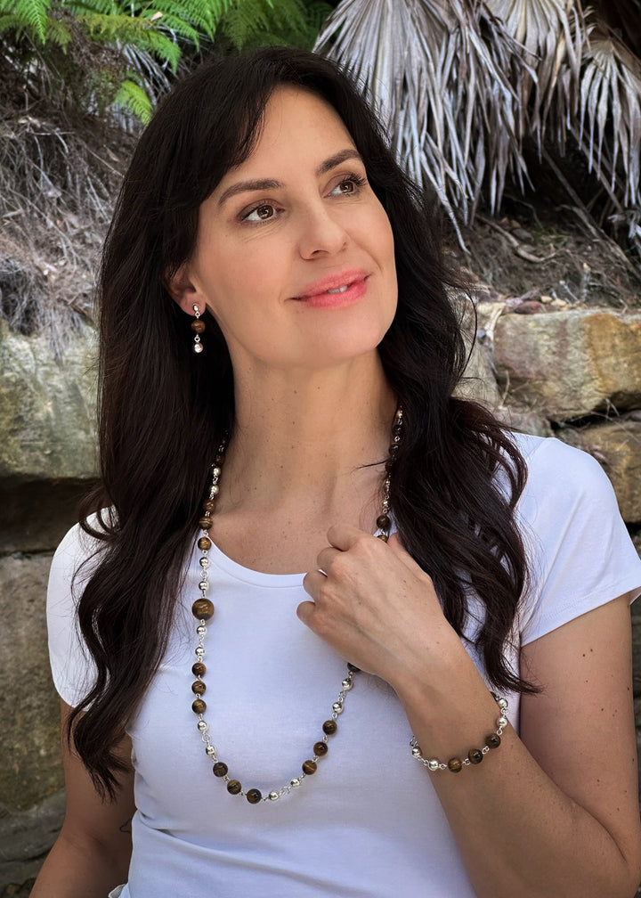 Sterling Silver Eye Tiger Earrings