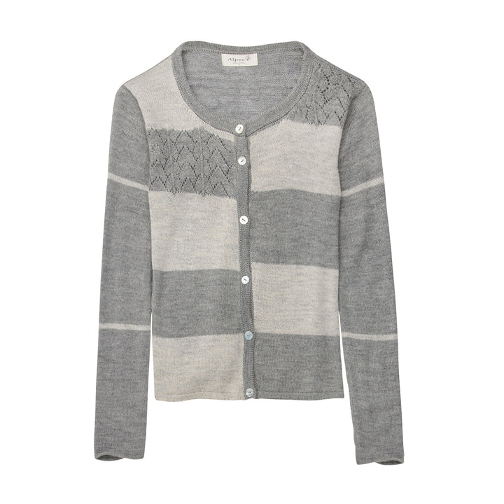 Alpaca Wool | Grey Cardigan | Cardigans for Women | Alpaca Color Block Cardigan