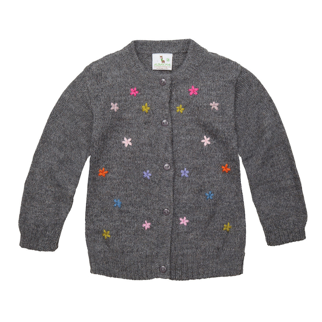 Alpaca Wool | Girl Cardigan | Hand Embroidered Organic Clothing 