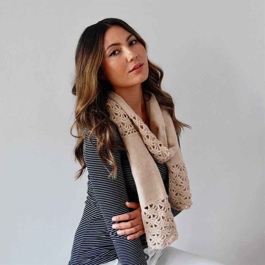 Alpaca Scarf | Alpaca Wool | Ladies Scarves | Organic Cotton - Model Wearing Scarf