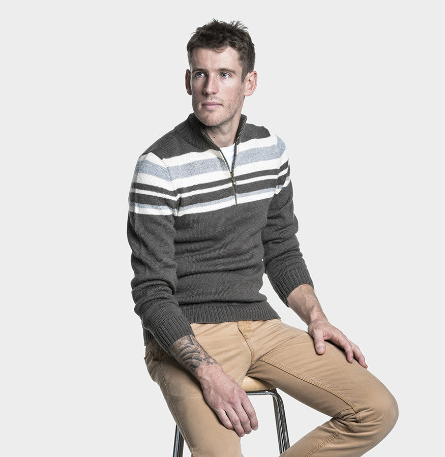 Mens Alpaca Wool Jumper Half Zip | Organic Cotton Clothing 