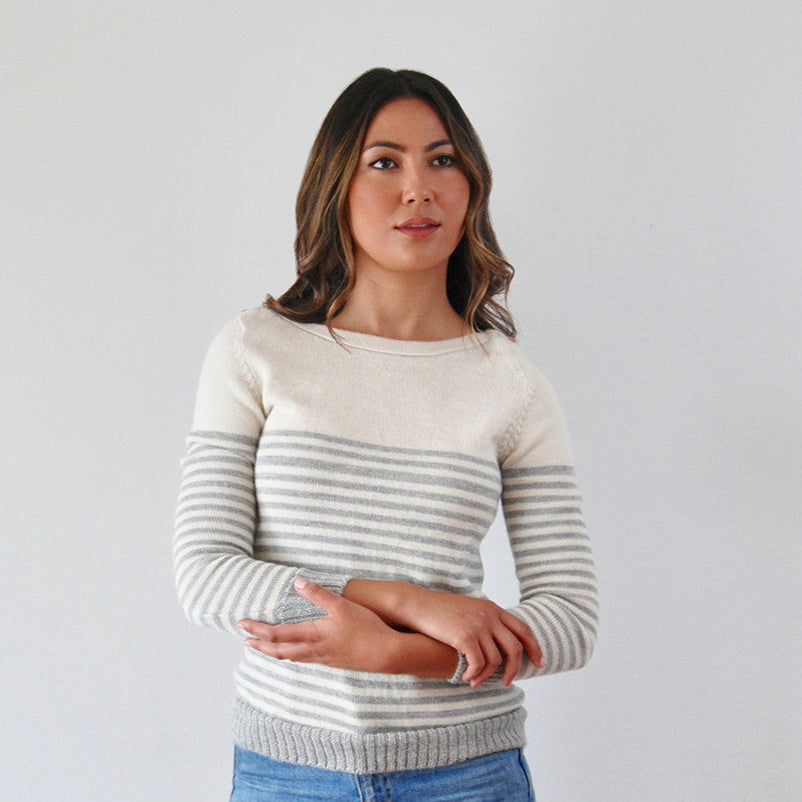 Alpaca Wool | Jumper with Stripes | Jumpers for Women | Organic Cotton - Front2