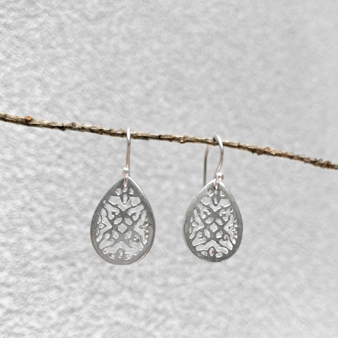 Lattice Drop Sterling Silver Earrings
