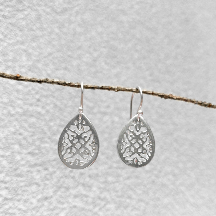 Lattice Drop Sterling Silver Earrings