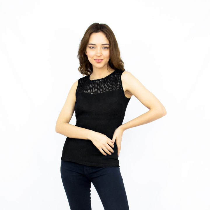 Pima Cotton knitted top in black