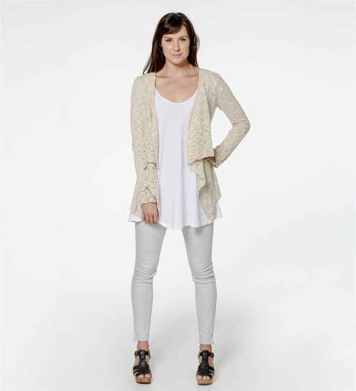 Organic Cotton | Lace Cardigan | Cardigans for Women - front with model