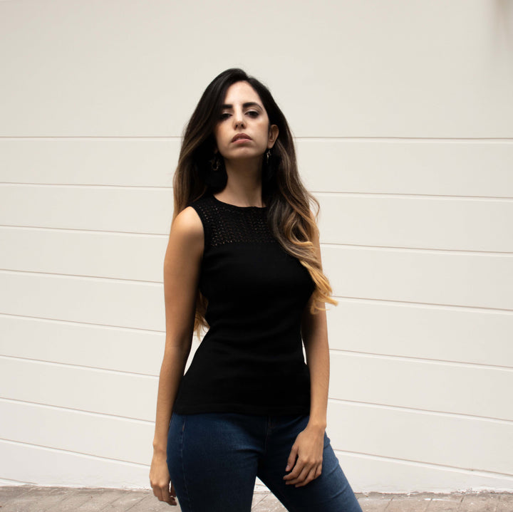 Pima Cotton Knitted Lace Top