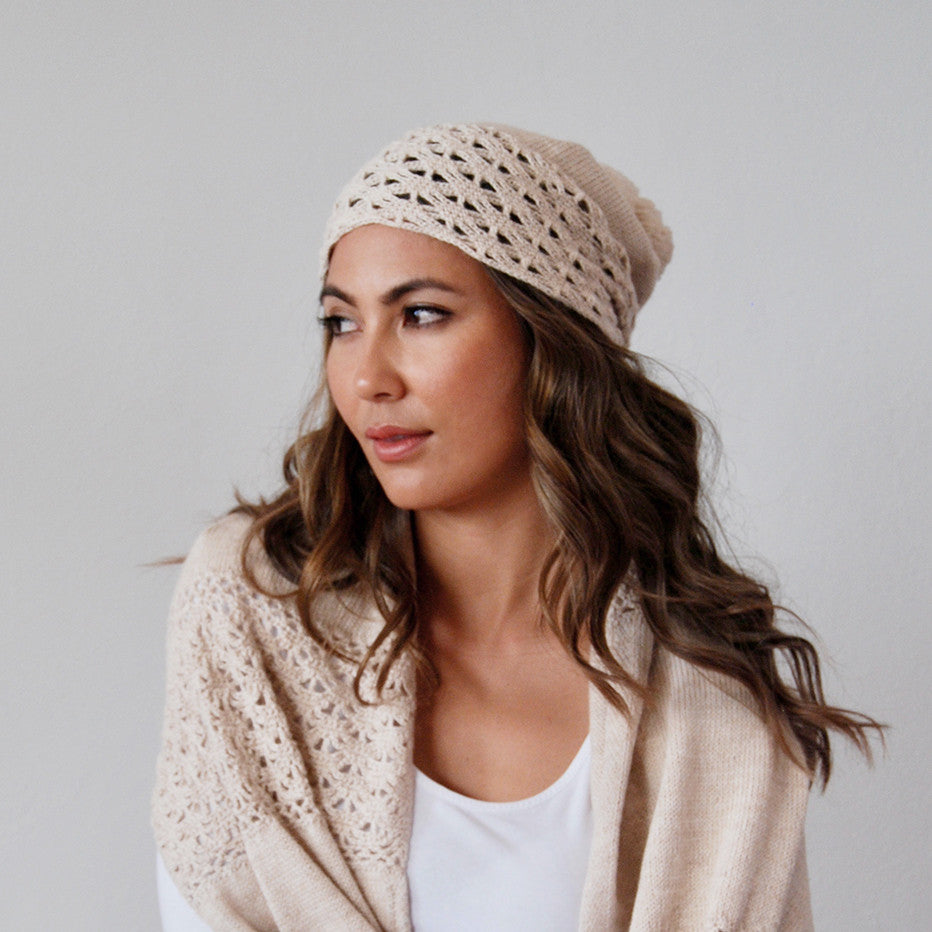 lace alpaca wool beanie