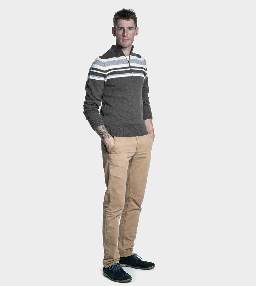 Mens Alpaca Wool Jumper Half Zip | Organic Cotton Clothing - Front