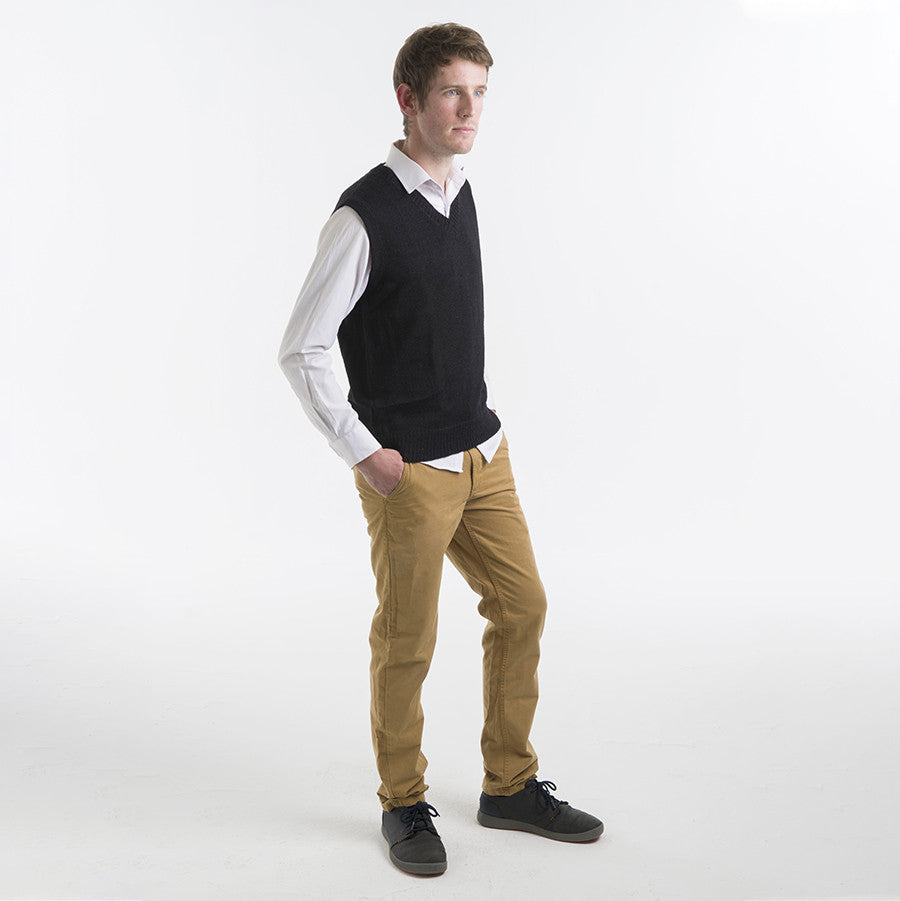 Alpaca  Wool | Mens Vest | Organic Clothing - Black Vest