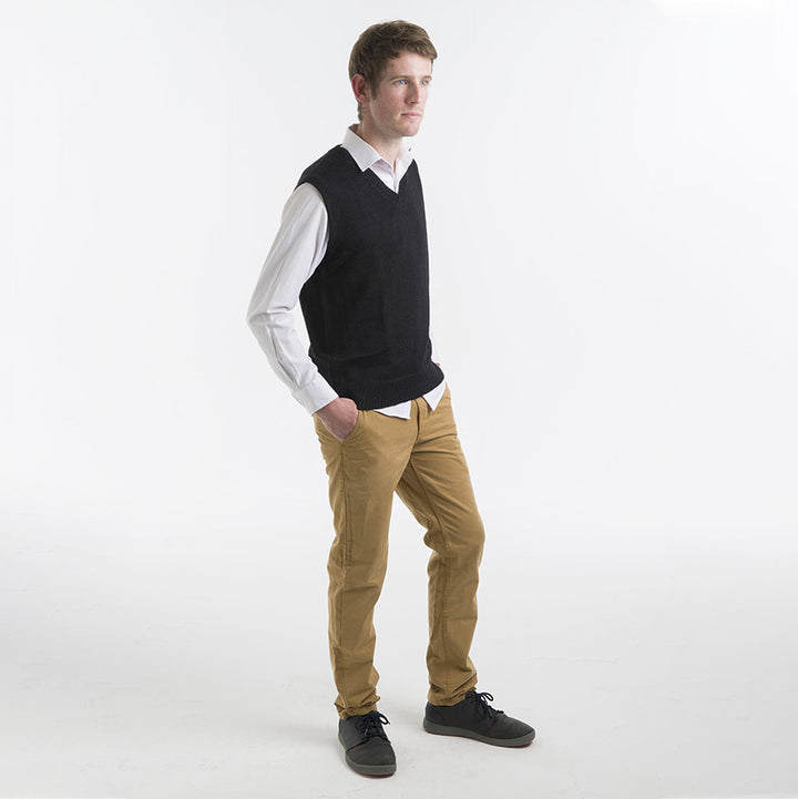 Alpaca  Wool | Mens Vest | Organic Clothing - Black Vest
