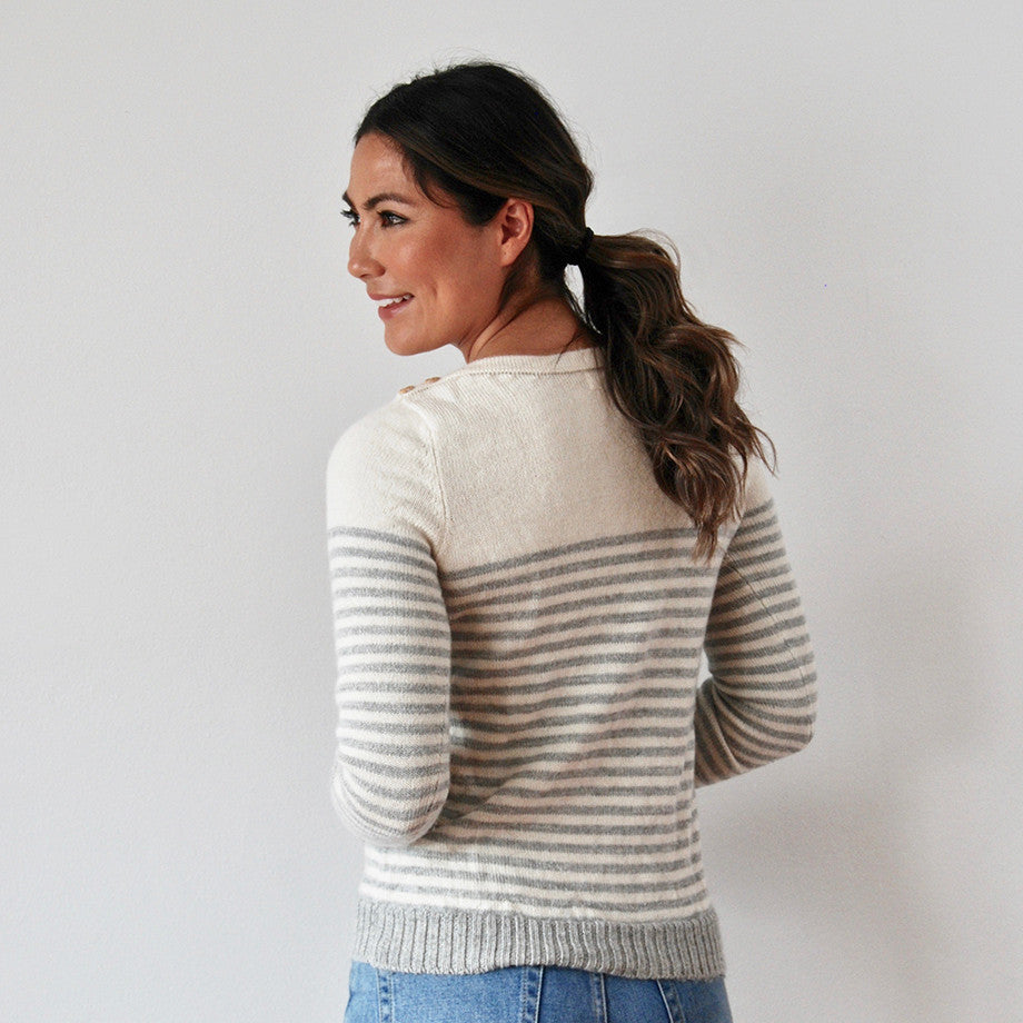 Alpaca Wool | Jumper with Stripes | Jumpers for Women | Organic Cotton - Back