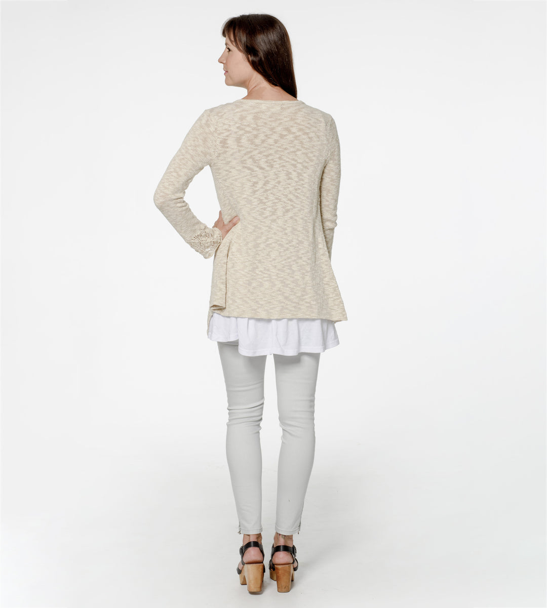 Organic Cotton | Lace Cardigan | Cardigans for Women - back with model