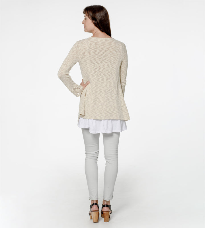 Organic Cotton | Lace Cardigan | Cardigans for Women - back with model